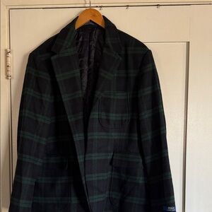 Polo by Ralph Lauren Black and Green Plaid Blazer